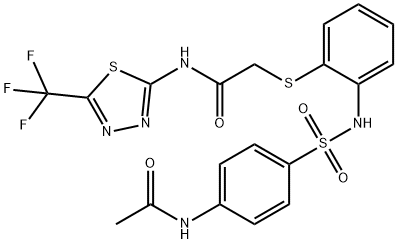 2-([2-(([4-(ACETYLAMINO)PHENYL]SULFONYL)AMINO)PHENYL]SULFANYL)-N-[5-(TRIFLUOROMETHYL)-1,3,4-THIADIAZOL-2-YL]ACETAMIDE 结构式
