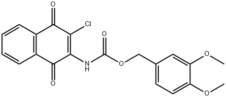 3,4-DIMETHOXYBENZYL N-(3-CHLORO-1,4-DIOXO-1,4-DIHYDRO-2-NAPHTHALENYL)CARBAMATE 结构式