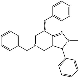 5-BENZYL-2-METHYL-3-PHENYL-7-[(E)-PHENYLMETHYLIDENE]-3,3A,4,5,6,7-HEXAHYDRO-2H-PYRAZOLO[4,3-C]PYRIDINE 结构式