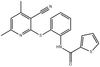 N-(2-[(3-CYANO-4,6-DIMETHYL-2-PYRIDINYL)SULFANYL]PHENYL)-2-THIOPHENECARBOXAMIDE 结构式