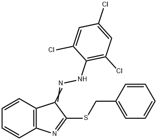 2-(BENZYLSULFANYL)-3H-INDOL-3-ONE N-(2,4,6-TRICHLOROPHENYL)HYDRAZONE 结构式