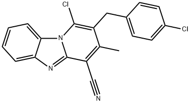 1-CHLORO-2-(4-CHLORO-BENZYL)-3-METHYL-BENZO[4,5]IMIDAZO[1,2-A]PYRIDINE-4-CARBONITRILE 结构式