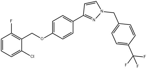2-CHLORO-6-FLUOROBENZYL 4-(1-[4-(TRIFLUOROMETHYL)BENZYL]-1H-PYRAZOL-3-YL)PHENYL ETHER 结构式