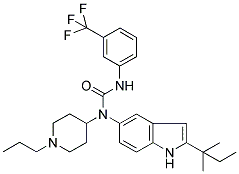 N-[2-(1,1-DIMETHYLPROPYL)-1H-INDOL-5-YL]-N-(1-PROPYLPIPERIDIN-4-YL)-N'-(3-(TRIFLUOROMETHYL)PHENYL)UREA 结构式