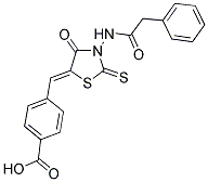 4-((Z)-(4-OXO-3-[(PHENYLACETYL)AMINO]-2-THIOXO-1,3-THIAZOLIDIN-5-YLIDENE)METHYL)BENZOIC ACID 结构式