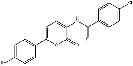 N-[6-(4-BROMOPHENYL)-2-OXO-2H-PYRAN-3-YL]-4-CHLOROBENZENECARBOXAMIDE 结构式