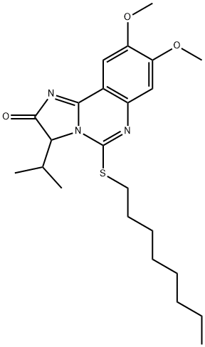 3-ISOPROPYL-8,9-DIMETHOXY-5-(OCTYLSULFANYL)IMIDAZO[1,2-C]QUINAZOLIN-2(3H)-ONE 结构式