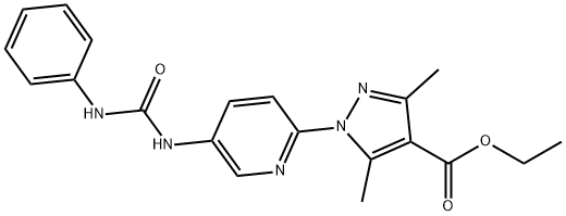 ETHYL 1-(5-[(ANILINOCARBONYL)AMINO]-2-PYRIDINYL)-3,5-DIMETHYL-1H-PYRAZOLE-4-CARBOXYLATE 结构式