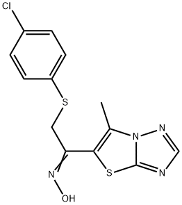 2-[(4-CHLOROPHENYL)SULFANYL]-1-(6-METHYL[1,3]THIAZOLO[3,2-B][1,2,4]TRIAZOL-5-YL)-1-ETHANONE OXIME 结构式