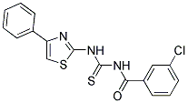 3-CHLORO-N-{[(4-PHENYL-1,3-THIAZOL-2-YL)AMINO]CARBONOTHIOYL}BENZAMIDE 结构式