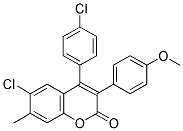 6-CHLORO-4(4'-CHLOROPHENYL)-3(4'-METHOXYPHENYL)-7-METHYL COUMARIN 结构式