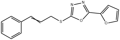 2-(2-FURYL)-5-([(E)-3-PHENYL-2-PROPENYL]SULFANYL)-1,3,4-OXADIAZOLE 结构式