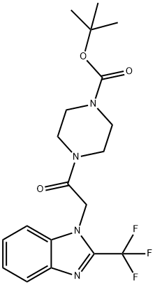 TERT-BUTYL 4-(2-[2-(TRIFLUOROMETHYL)-1H-1,3-BENZIMIDAZOL-1-YL]ACETYL)TETRAHYDRO-1(2H)-PYRAZINECARBOXYLATE 结构式