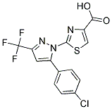 2-[5-(4-CHLOROPHENYL)-3-(TRIFLUOROMETHYL)-1H-PYRAZOL-1-YL]-1,3-THIAZOLE-4-CARBOXYLIC ACID 结构式
