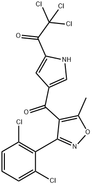 2,2,2-TRICHLORO-1-(4-([3-(2,6-DICHLOROPHENYL)-5-METHYL-4-ISOXAZOLYL]CARBONYL)-1H-PYRROL-2-YL)-1-ETHANONE 结构式