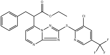 ETHYL 2-(2-([3-CHLORO-5-(TRIFLUOROMETHYL)-2-PYRIDINYL]SULFANYL)[1,2,4]TRIAZOLO[1,5-A]PYRIMIDIN-7-YL)-3-PHENYLPROPANOATE 结构式