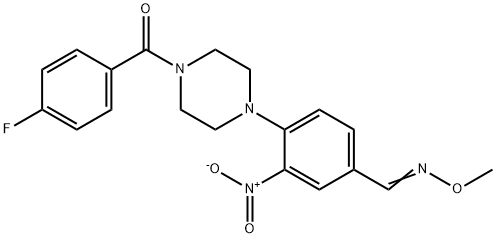 (E)-4-(4-(4-氟苯甲酰基)哌嗪-1-基)-3-硝基苯甲醛O-甲基肟 结构式