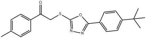 2-((5-[4-(TERT-BUTYL)PHENYL]-1,3,4-OXADIAZOL-2-YL)SULFANYL)-1-(4-METHYLPHENYL)-1-ETHANONE 结构式