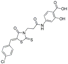 4-((3-[(5Z)-5-(4-CHLOROBENZYLIDENE)-4-OXO-2-THIOXO-1,3-THIAZOLIDIN-3-YL]PROPANOYL)AMINO)-2-HYDROXYBENZOIC ACID 结构式