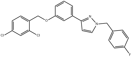 2,4-DICHLOROBENZYL 3-[1-(4-FLUOROBENZYL)-1H-PYRAZOL-3-YL]PHENYL ETHER 结构式