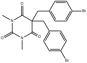 5,5-BIS(4-BROMOBENZYL)-1,3-DIMETHYL-2,4,6(1H,3H,5H)-PYRIMIDINETRIONE 结构式