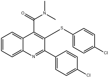 2-(4-CHLOROPHENYL)-3-[(4-CHLOROPHENYL)SULFANYL]-N,N-DIMETHYL-4-QUINOLINECARBOXAMIDE 结构式