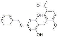 1-(3-{[2-(BENZYLTHIO)-4,6-DIHYDROXYPYRIMIDIN-5-YL]METHYL}-4-METHOXYPHENYL)ETHANONE 结构式