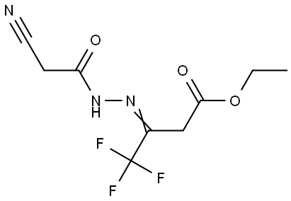 Ethyl 3-[(Z)-2-(2-cyanoacetyl)hydrazono]-4,4,4-trifluorobutanoate 结构式