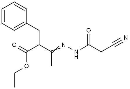 Ethyl 2-benzyl-3-[(E)-2-(2-cyanoacetyl)hydrazono]butanoate 结构式