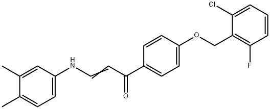 (E)-1-(4-[(2-CHLORO-6-FLUOROBENZYL)OXY]PHENYL)-3-(3,4-DIMETHYLANILINO)-2-PROPEN-1-ONE 结构式