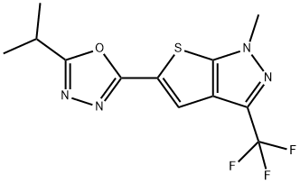 5-(5-Isopropyl-1,3,4-oxadiazol-2-yl)-1-methyl-3-(trifluoromethyl)-1H-thieno[2,3-c]pyrazole 结构式