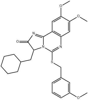 3-(CYCLOHEXYLMETHYL)-8,9-DIMETHOXY-5-[(3-METHOXYBENZYL)SULFANYL]IMIDAZO[1,2-C]QUINAZOLIN-2(3H)-ONE 结构式