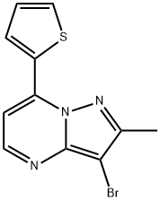 3-BROMO-2-METHYL-7-(2-THIENYL)PYRAZOLO[1,5-A]PYRIMIDINE 结构式