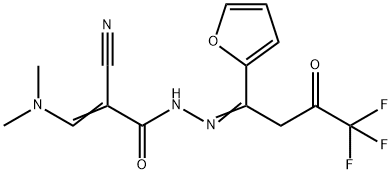 (E)-2-CYANO-3-(DIMETHYLAMINO)-N'-[(E)-4,4,4-TRIFLUORO-1-(2-FURYL)-3-OXOBUTYLIDENE]-2-PROPENOHYDRAZIDE 结构式