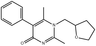 2,6-DIMETHYL-5-PHENYL-1-(TETRAHYDROFURAN-2-YLMETHYL)PYRIMIDIN-4(1H)-ONE 结构式