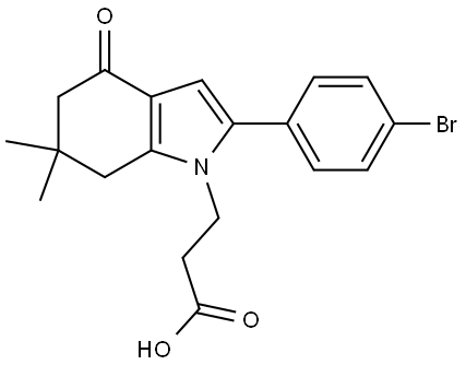 3-(2-(4-Bromophenyl)-6,6-dimethyl-4-oxo-5,6,7-trihydroindolyl)propanoic acid 结构式