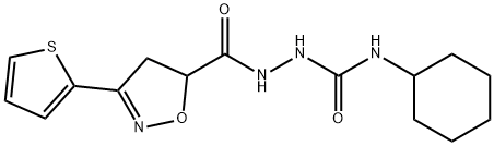 N-CYCLOHEXYL-2-([3-(2-THIENYL)-4,5-DIHYDRO-5-ISOXAZOLYL]CARBONYL)-1-HYDRAZINECARBOXAMIDE 结构式