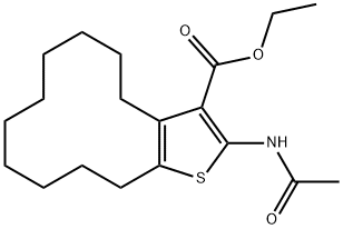 ETHYL 2-ACETAMIDO-4,5,6,7,8,9,10,11,12,13-DECAHYDRO-[1]CYCLODODECA[B]THIOPHENE-3-CARBOXYLATE 结构式