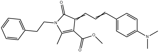 METHYL 3-((Z,2Z)-3-[4-(DIMETHYLAMINO)PHENYL]-2-PROPENYLIDENE)-5-METHYL-2-OXO-1-PHENETHYL-1,2-DIHYDRO-3H-PYRROLE-4-CARBOXYLATE 结构式