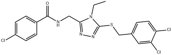 4-CHLORO-N-((5-[(3,4-DICHLOROBENZYL)SULFANYL]-4-ETHYL-4H-1,2,4-TRIAZOL-3-YL)METHYL)BENZENECARBOXAMIDE 结构式