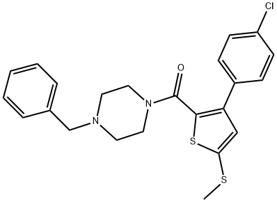 (4-BENZYLPIPERAZINO)[3-(4-CHLOROPHENYL)-5-(METHYLSULFANYL)-2-THIENYL]METHANONE 结构式