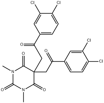 5,5-BIS[2-(3,4-DICHLOROPHENYL)-2-OXOETHYL]-1,3-DIMETHYL-2,4,6(1H,3H,5H)-PYRIMIDINETRIONE 结构式