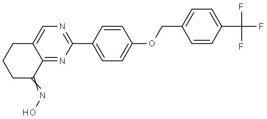 2-(4-([4-(Trifluoromethyl)benzyl]oxy)phenyl)-6,7-dihydro-8(5H)-quinazolinone oxime 结构式