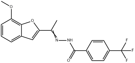 N'-[(E)-1-(7-METHOXY-1-BENZOFURAN-2-YL)ETHYLIDENE]-4-(TRIFLUOROMETHYL)BENZENECARBOHYDRAZIDE 结构式