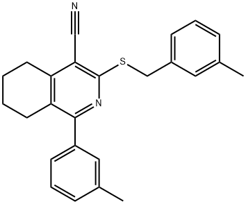 3-[(3-METHYLBENZYL)SULFANYL]-1-(3-METHYLPHENYL)-5,6,7,8-TETRAHYDRO-4-ISOQUINOLINECARBONITRILE 结构式