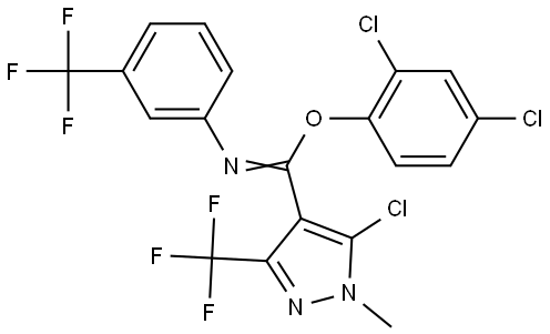 2,4-Dichlorophenyl 5-chloro-1-methyl-3-(trifluoromethyl)-N-[3-(trifluoromethyl)phenyl]-1H-pyrazole-4-carboximidoate 结构式