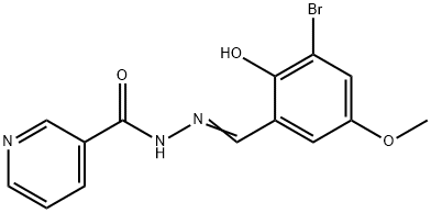 N'-[(E)-(3-BROMO-2-HYDROXY-5-METHOXYPHENYL)METHYLIDENE]NICOTINOHYDRAZIDE 结构式