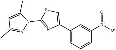 2-(3,5-二甲基-1H-吡唑-1-基)-4-(3-硝基苯基)噻唑 结构式