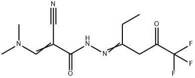 (E)-2-CYANO-3-(DIMETHYLAMINO)-N'-[(E)-1-ETHYL-4,4,4-TRIFLUORO-3-OXOBUTYLIDENE]-2-PROPENOHYDRAZIDE 结构式