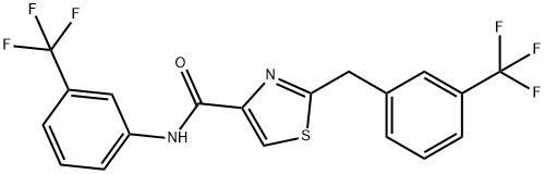 2-[3-(TRIFLUOROMETHYL)BENZYL]-N-[3-(TRIFLUOROMETHYL)PHENYL]-1,3-THIAZOLE-4-CARBOXAMIDE 结构式